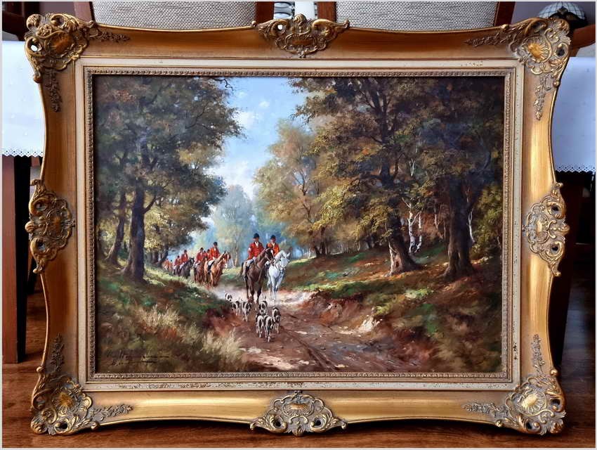 Obraz olejny! Wyjazd na polowanie - Horst Altermann (1925-1978)