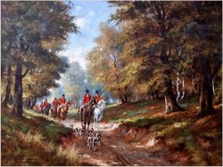 Obraz olejny! Wyjazd na polowanie - Horst Altermann (1925-1978)