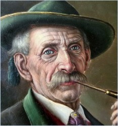 Przedwojenny obraz olejny - Fajkarz / Walter Roessler (1893 - 1960)