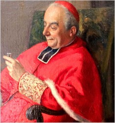 Malarstwo francuskie! Kardynał z buteleczką Whisky - Jules Benoit-Lévy (French 1866-1952)