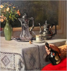 Malarstwo francuskie! Kardynał z buteleczką Whisky - Jules Benoit-Lévy (French 1866-1952)