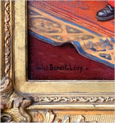 Malarstwo francuskie! Kardynał z buteleczką Whisky - Jules Benoit-Lévy (French 1866-1952)