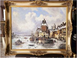 Nabrzeże Portowe - stary obraz olejny - Lange (Karl Kaufmann 1843–1901/05)