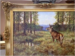 Dostojny Jeleń przy leśnym strumieniu - oryg. Georg Majewicz (1897-1965)