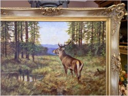 Dostojny Jeleń przy leśnym strumieniu - oryg. Georg Majewicz (1897-1965)