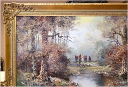 Obraz w technice szpachlowej! Wyjazd na polowanie - H. Nilsen *1908