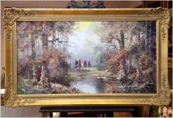 Obraz w technice szpachlowej! Wyjazd na polowanie - H. Nilsen *1908