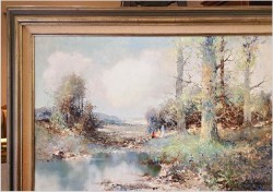 Malarstwo impresjonistyczne! Wiejski krajobraz. Piknik w lesie - Clausmeier *1919