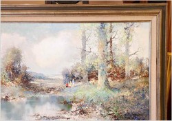 Malarstwo impresjonistyczne! Wiejski krajobraz. Piknik w lesie - Clausmeier *1919