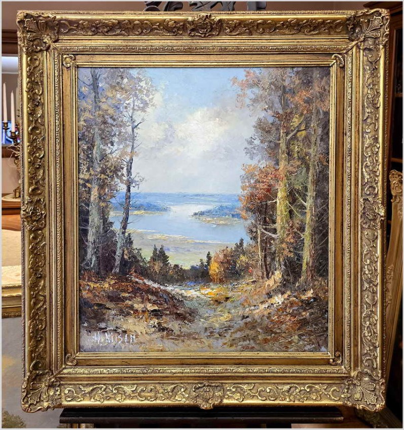 Obraz w technice szpachlowej! Spacer w lesie - H. Nilsen *1908