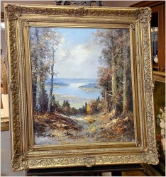 Obraz w technice szpachlowej! Spacer w lesie - H. Nilsen *1908