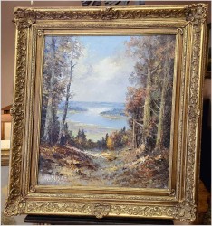 Obraz w technice szpachlowej! Spacer w lesie - H. Nilsen *1908