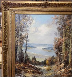 Obraz w technice szpachlowej! Spacer w lesie - H. Nilsen *1908