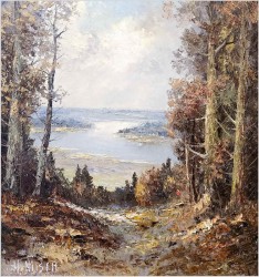 Obraz w technice szpachlowej! Spacer w lesie - H. Nilsen *1908