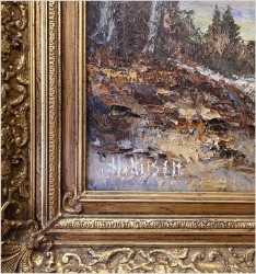 Obraz w technice szpachlowej! Spacer w lesie - H. Nilsen *1908