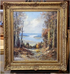 Obraz w technice szpachlowej! Spacer w lesie - H. Nilsen *1908