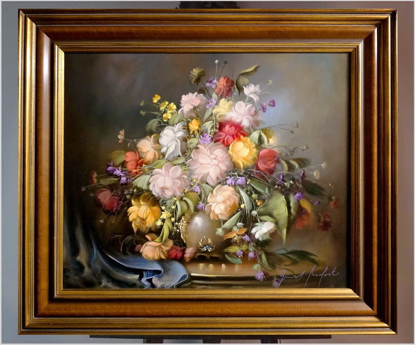 Obraz olejny! Bukiet flamandzkich kwiatów - Gerhard Merfort *1927