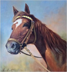 Obraz olejny! Wspaniały portret konia - Gerhard Merfort *1927