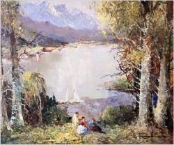 Dobre malarstwo! Piknik nad brzegiem jeziora - Ewald Hess *1918