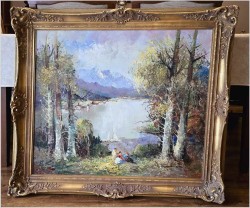 Dobre malarstwo! Piknik nad brzegiem jeziora - Ewald Hess *1918