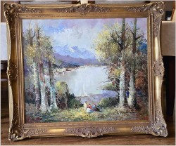 Dobre malarstwo! Piknik nad brzegiem jeziora - Ewald Hess *1918