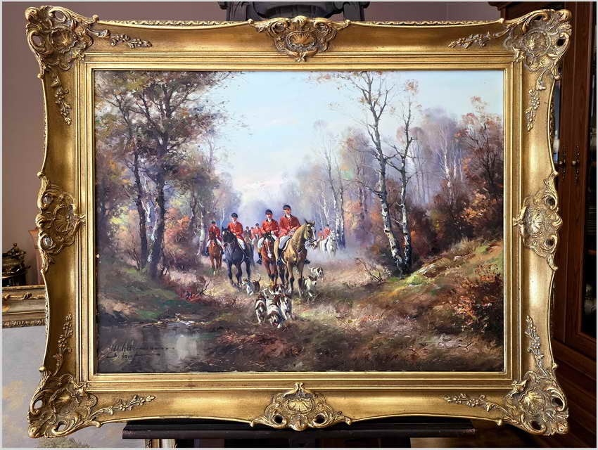 Obraz olejny! Wyjazd na polowanie - Horst Altermann (1925-1978)