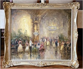 Scena Rodzajowa w Sali Balowej - Oryg. Christian Stemmeler *1928 (Rozmiar XL!)