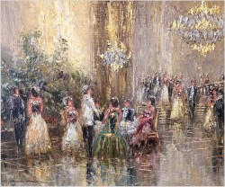 Scena Rodzajowa w Sali Balowej - Oryg. Christian Stemmeler *1928 (Rozmiar XL!)