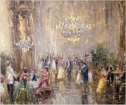 Scena Rodzajowa w Sali Balowej - Oryg. Christian Stemmeler *1928 (Rozmiar XL!)