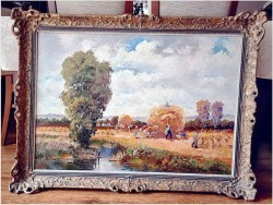 Barwny obraz olejny! Sianokosy - Randolf Wehn 1911r.