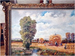 Barwny obraz olejny! Sianokosy - Randolf Wehn 1911r.