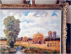 Barwny obraz olejny! Sianokosy - Randolf Wehn 1911r.