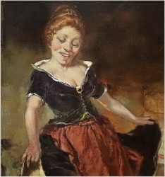 Malarstwo aukcyjne! Tańcząca gosposia z dzieckiem - Dickmeis Gerhard (Heinsberg 1918 - 1978 Jülich)