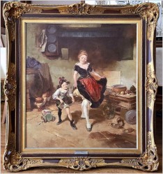 Malarstwo aukcyjne! Tańcząca gosposia z dzieckiem - Dickmeis Gerhard (Heinsberg 1918 - 1978 Jülich)