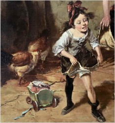 Malarstwo aukcyjne! Tańcząca gosposia z dzieckiem - Dickmeis Gerhard (Heinsberg 1918 - 1978 Jülich)