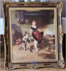 Malarstwo aukcyjne! Tańcząca gosposia z dzieckiem - Dickmeis Gerhard (Heinsberg 1918 - 1978 Jülich)