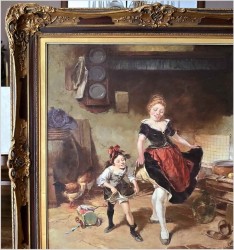 Malarstwo aukcyjne! Tańcząca gosposia z dzieckiem - Dickmeis Gerhard (Heinsberg 1918 - 1978 Jülich)