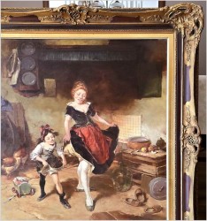 Malarstwo aukcyjne! Tańcząca gosposia z dzieckiem - Dickmeis Gerhard (Heinsberg 1918 - 1978 Jülich)