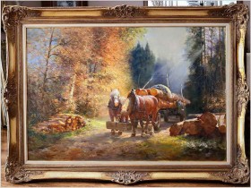 Obraz olbrzym! Konie przy żłobie podczas odpoczynku - Hans Nickel (1916-1987)