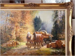 Obraz olbrzym! Konie przy żłobie podczas odpoczynku - Hans Nickel (1916-1987)