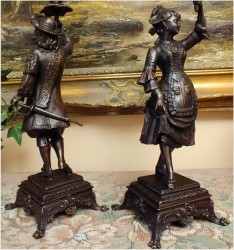 POLECAMY! SYGNOWANY KOMPLET (PARA) LAMP FIGURALNYCH Z FRANCJI!