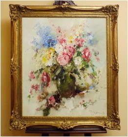 PAŁACOWE AUKCYJNE MALARSTWO! KWIATY  - Ingfried Paul HENZE-MORRO (1925-2013) CERTYFIKAT!