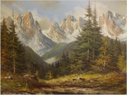 PIĘKNY ALPEJSKI KRAJOBRAZ - FRITZ ZSCHIESCHE (1926-2012)