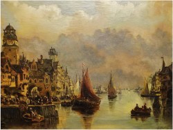 HOLLÄNDISCHE HAFENSTADT - HENRI CARNIER, Karl Kaufmann (Österreich, 1843–1901/05)