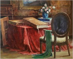 Wyjątkowa Pozycja! Wnętrze Biblioteki w Porannym Świetle - Richard Léon LEUTENEZ (1881-1963)