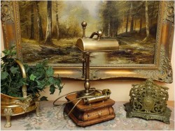 UNIKAT! MOSIĘŻNA LAMPA BANKIERKA Z REGULACJĄ WYSOKOŚCI I KALENDARZEM!