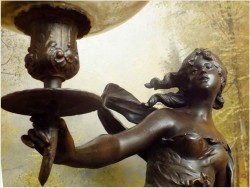 STARA DUŻA LAMPA NAFTOWA - AUGUSTE MOREAU  XIXw. / 86 CM.