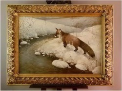 Myśliwskie Malarstwo Aukcyjne! Zimowy Pejzaż z Lisem - Peter PASCHEN (*1873 Germany)