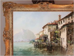 MALARSTWO SZPACHLOWE!!!  LAGO DI LUGANO GANDRIA - Constantino PROIETTO (1910-1979)