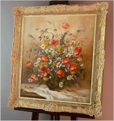 Bukiet Dzikich Kwiatów w Szklanym Wazonie - Nicole Parisini *1924